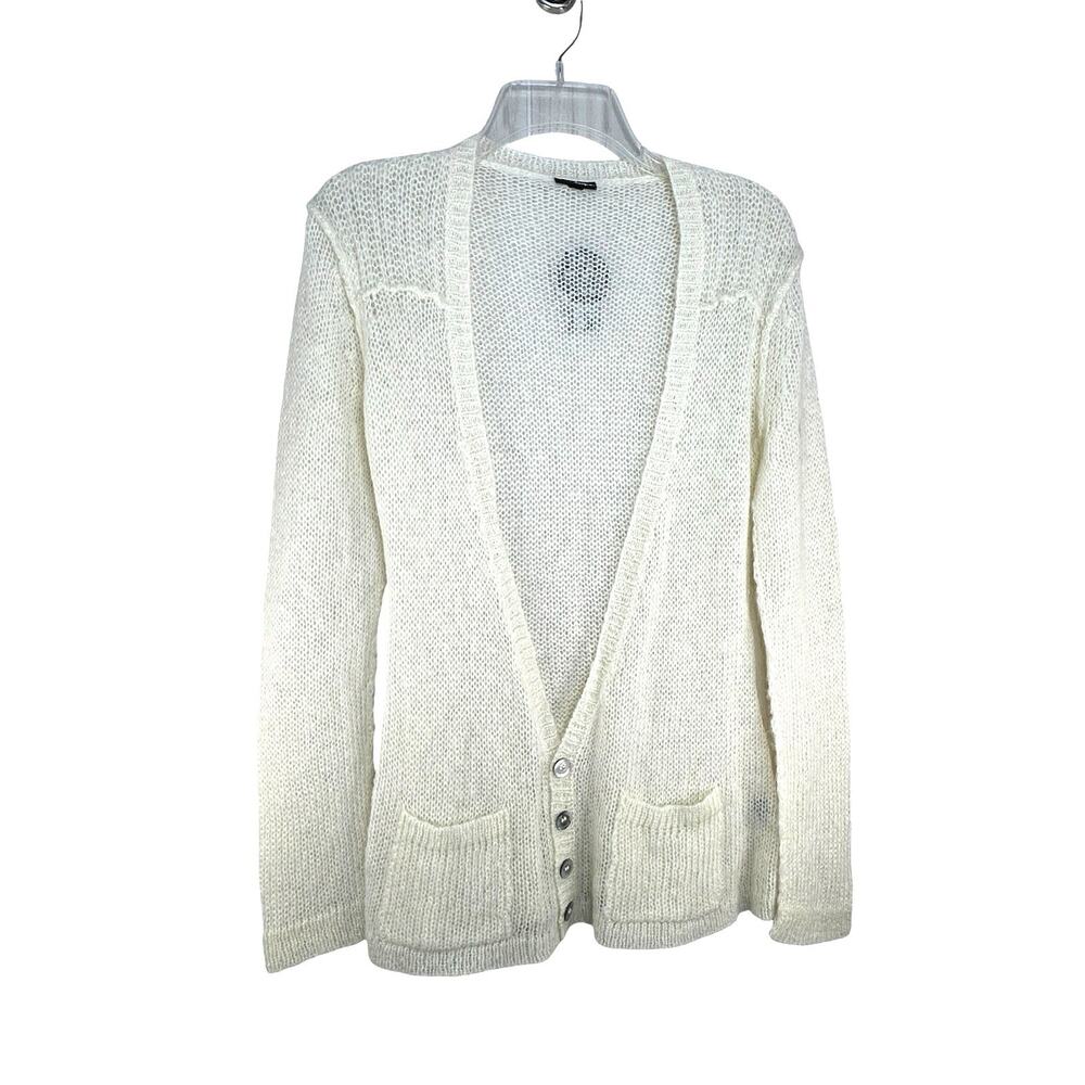 Wooden Ships Avery Boyfriend Cardigan Size S M Off White Mohair Wool NWT
